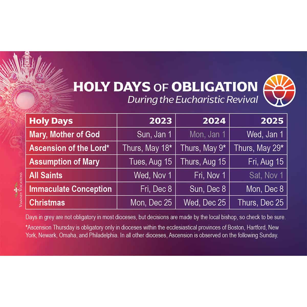 Catholic Holy Days 2025 Calendar Winni Karilynn