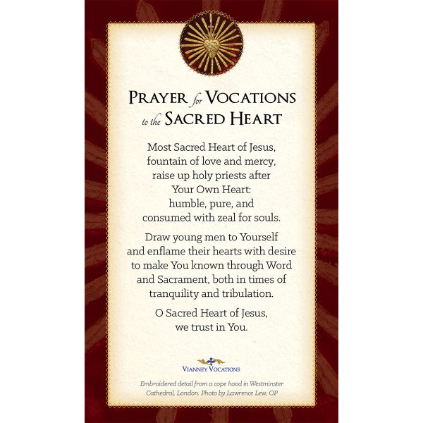 Prayer Card - Prayer for Vocations to the Sacred Heart - Image 2