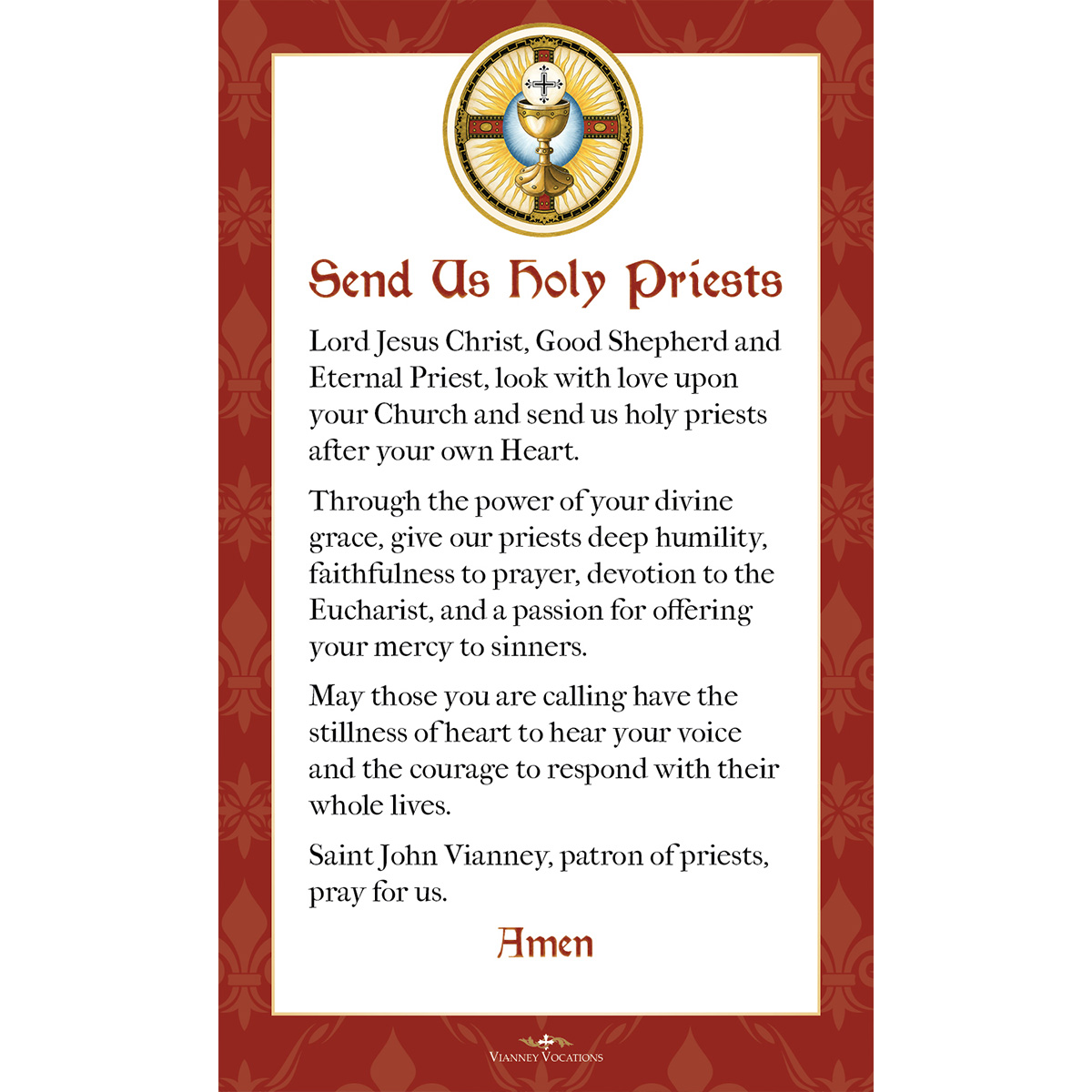 Prayer Card - St John Vianney - Vocations Prayer (set of 50) - Image 2
